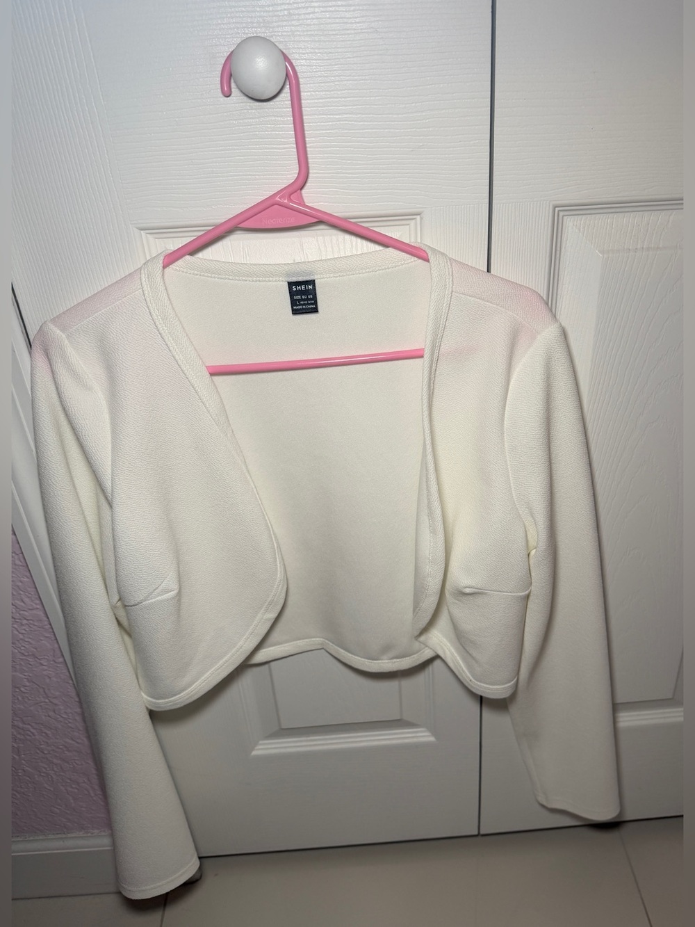 White Cropped Open Front Cardigan